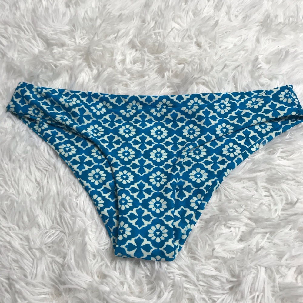NEW Tori Praver Isla Bikini Bottom Floral Swim Teal Small